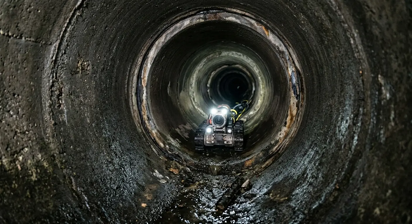 Robotic sewer camera inspecting pipe interior for Drain Snake Service in Matawan